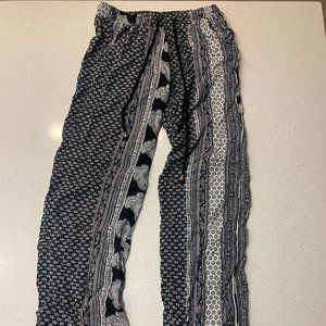 New Look Black & White Bohemian Tie Pants with Pockets